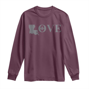 LOVE Louisiana Long Sleeve Shirt Fleur De Lis LA Map TS09 Maroon Print Your Wear