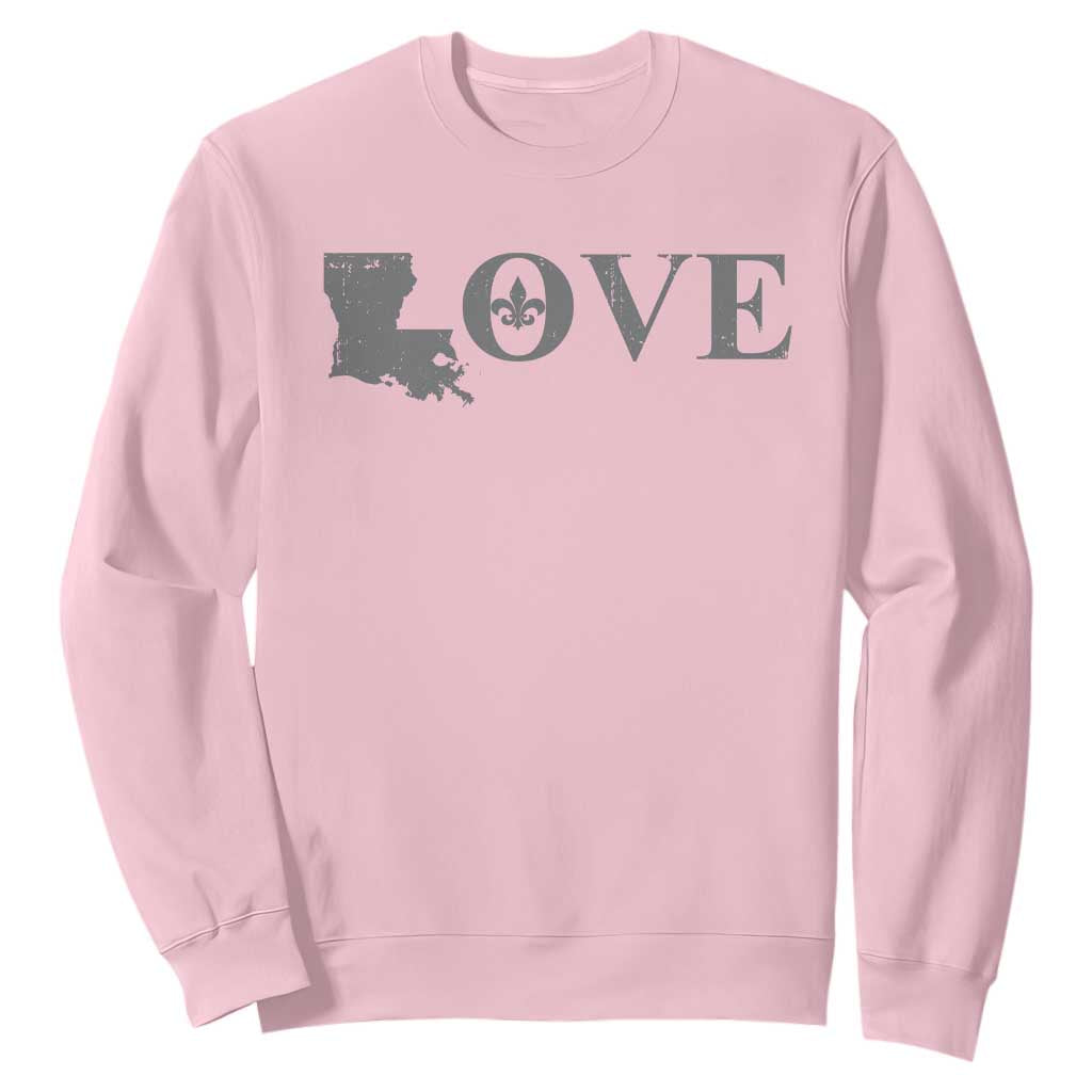 LOVE Louisiana Sweatshirt Fleur De Lis LA Map TS09 Light Pink Print Your Wear