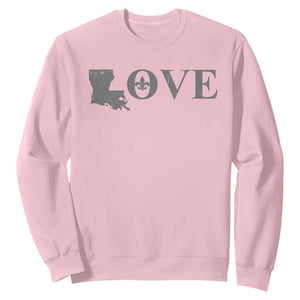 LOVE Louisiana Sweatshirt Fleur De Lis LA Map TS09 Light Pink Print Your Wear