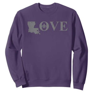 LOVE Louisiana Sweatshirt Fleur De Lis LA Map TS09 Purple Print Your Wear