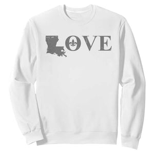 LOVE Louisiana Sweatshirt Fleur De Lis LA Map TS09 White Print Your Wear