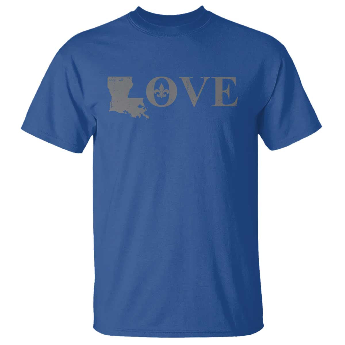 LOVE Louisiana T Shirt Fleur De Lis LA Map TS09 Royal Blue Print Your Wear