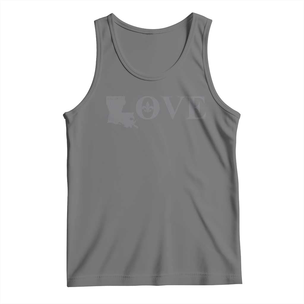 LOVE Louisiana Tank Top Fleur De Lis LA Map TS09 Black Heather Print Your Wear