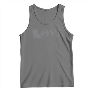 LOVE Louisiana Tank Top Fleur De Lis LA Map TS09 Black Heather Print Your Wear