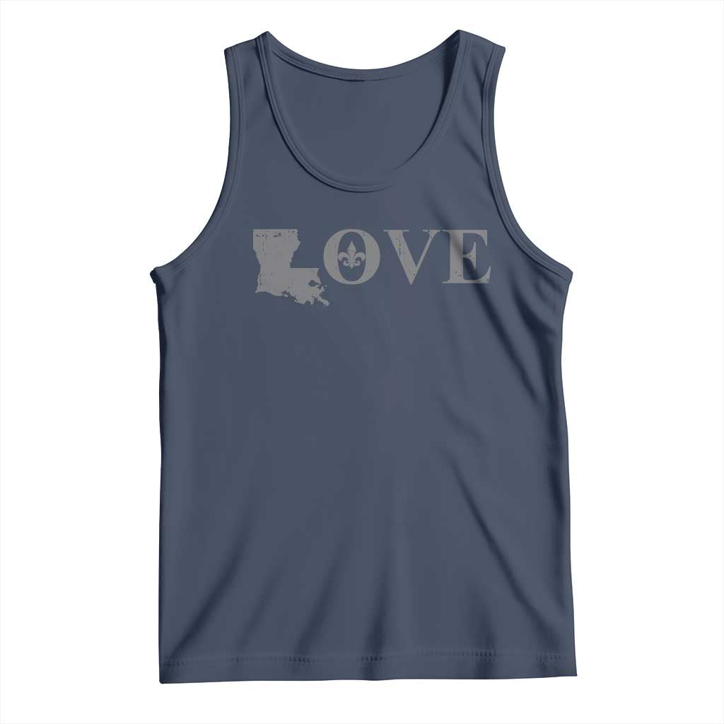 LOVE Louisiana Tank Top Fleur De Lis LA Map TS09 Navy Print Your Wear