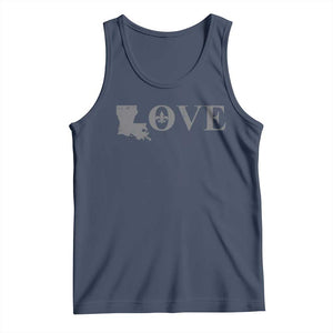 LOVE Louisiana Tank Top Fleur De Lis LA Map TS09 Navy Print Your Wear