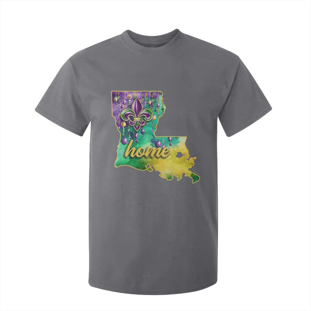 Home Louisiana T Shirt For Kid Mardi Gras Fleur De Lis LA Map TS09 Charcoal Print Your Wear