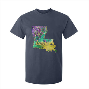 Home Louisiana T Shirt For Kid Mardi Gras Fleur De Lis LA Map TS09 Navy Print Your Wear