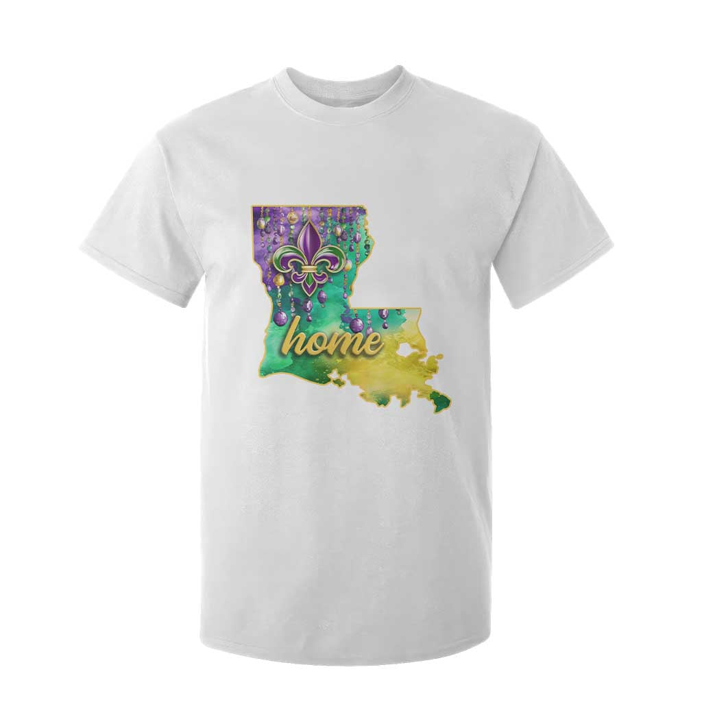 Home Louisiana T Shirt For Kid Mardi Gras Fleur De Lis LA Map TS09 White Print Your Wear