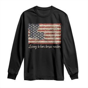 Louisiana Long Sleeve Shirt Laissez Les Bon Temps Rouler American Flag TS09 Black Print Your Wear