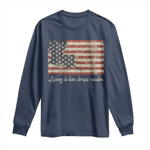 Louisiana Long Sleeve Shirt Laissez Les Bon Temps Rouler American Flag TS09 Navy Print Your Wear