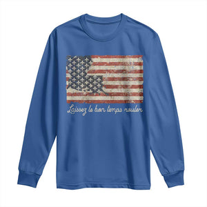 Louisiana Long Sleeve Shirt Laissez Les Bon Temps Rouler American Flag TS09 Royal Blue Print Your Wear