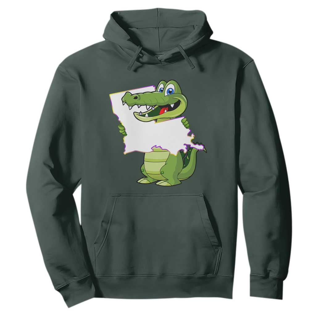 Cute Louisiana Aligator Hoodie TS09 Dark Forest Green Print Your Wear