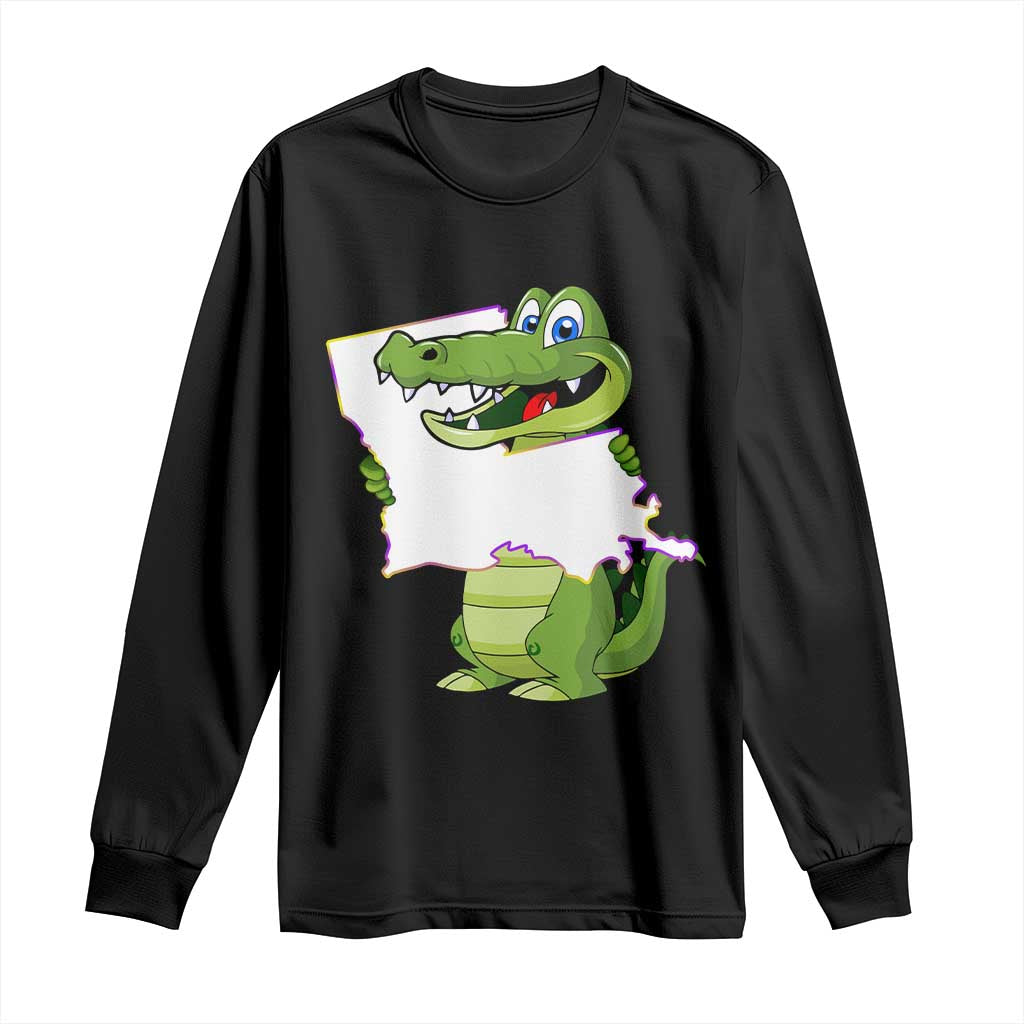 Cute Louisiana Aligator Long Sleeve Shirt TS09 Black Print Your Wear