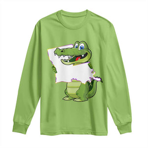 Cute Louisiana Aligator Long Sleeve Shirt TS09 Lime Print Your Wear