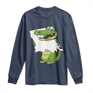 Cute Louisiana Aligator Long Sleeve Shirt TS09 Navy Print Your Wear