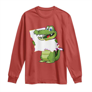 Cute Louisiana Aligator Long Sleeve Shirt TS09 Red Print Your Wear