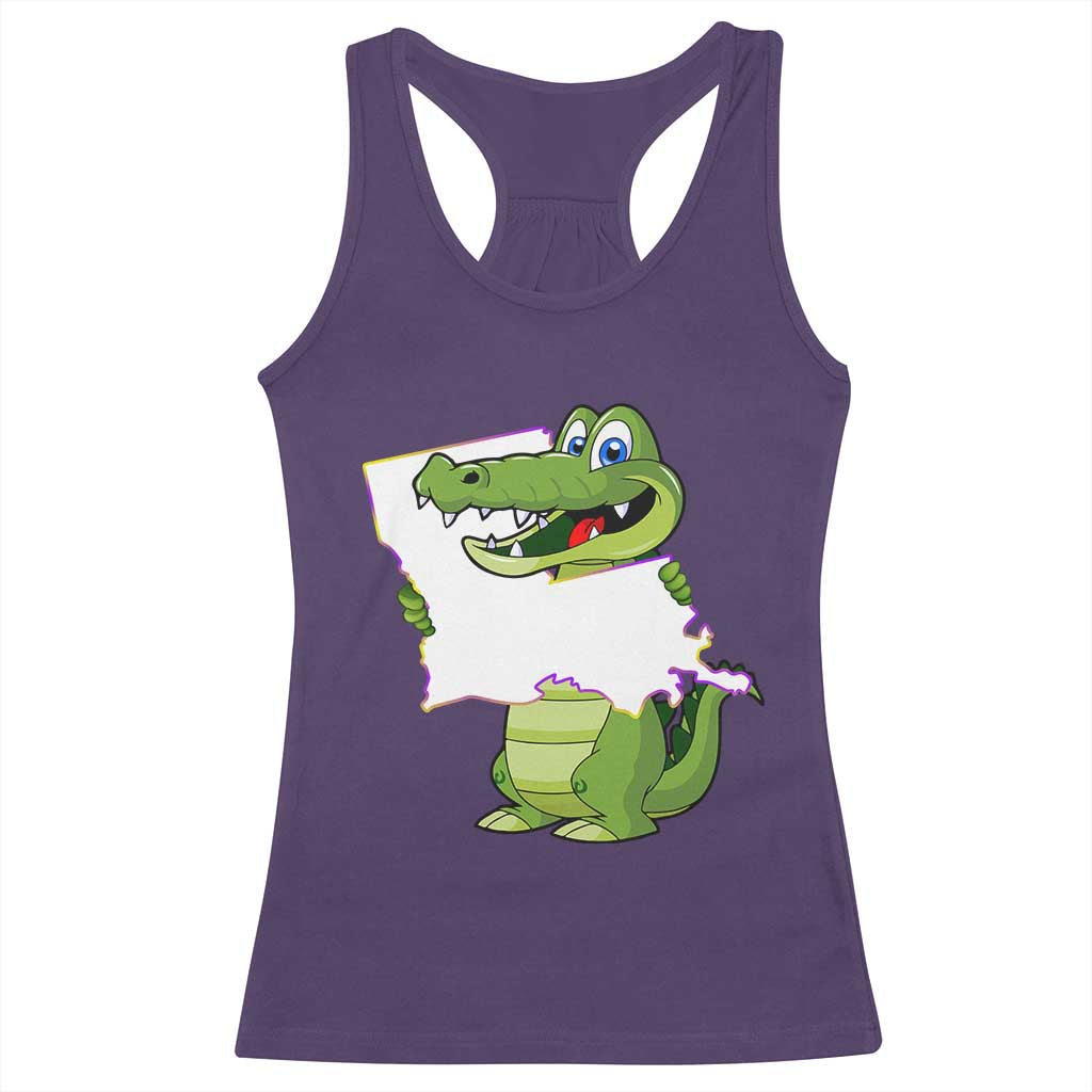 Cute Louisiana Aligator Racerback Tank Top TS09 Purple Print Your Wear