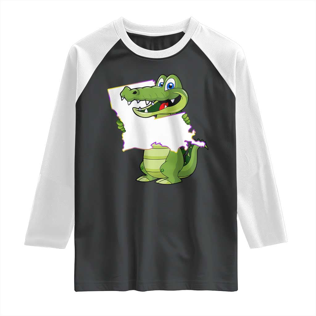 Cute Louisiana Aligator Raglan Shirt TS09 Black White Print Your Wear