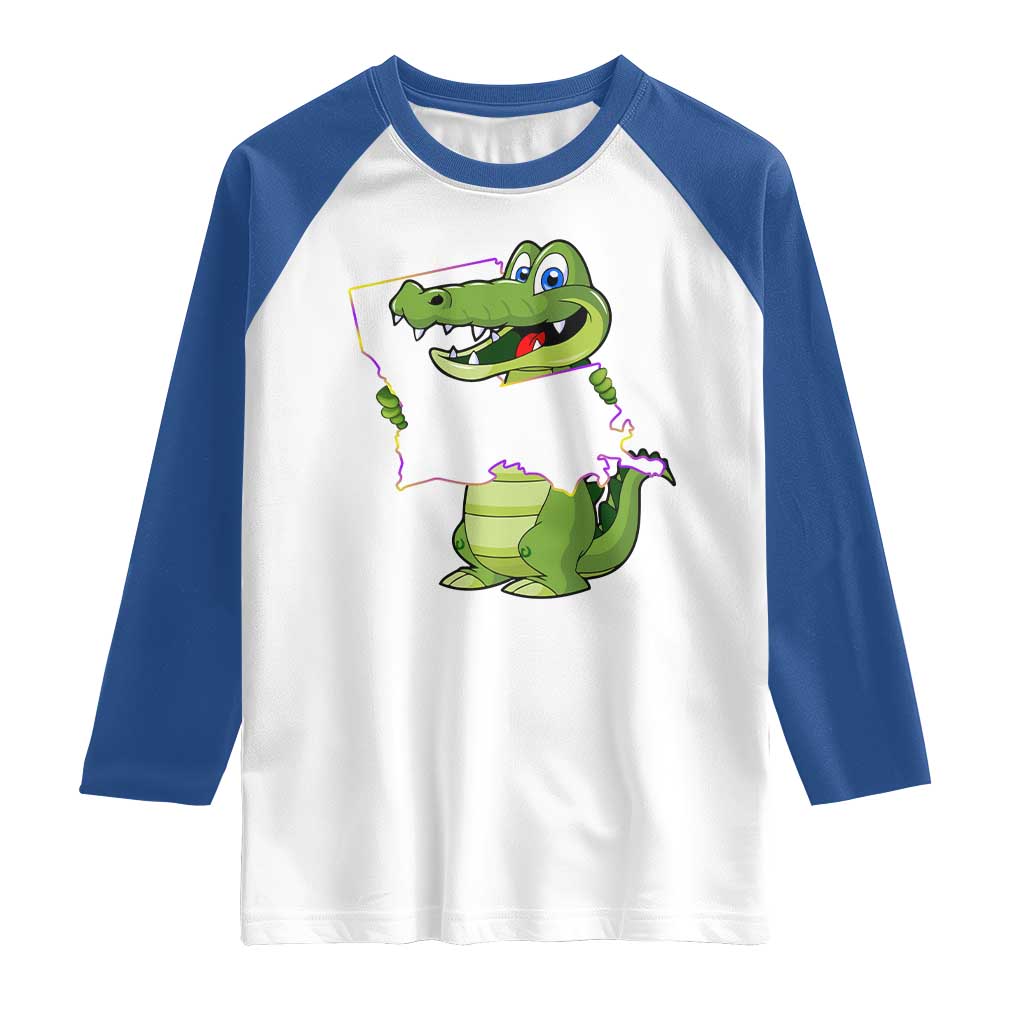 Cute Louisiana Aligator Raglan Shirt TS09 White Royal Print Your Wear