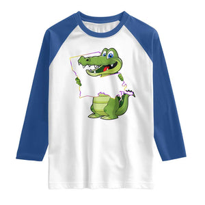Cute Louisiana Aligator Raglan Shirt TS09 White Royal Print Your Wear