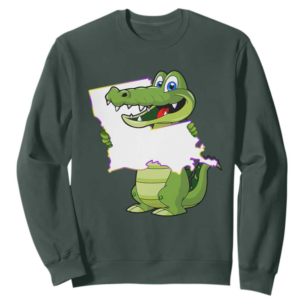 Cute Louisiana Aligator Sweatshirt TS09 Dark Forest Green Print Your Wear
