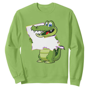 Cute Louisiana Aligator Sweatshirt TS09 Lime Print Your Wear
