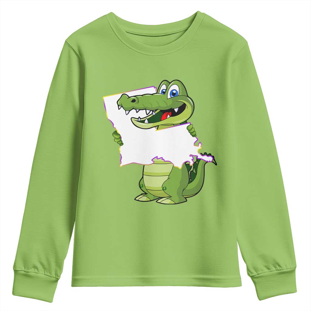 Cute Louisiana Aligator Youth Sweatshirt TS09 Lime Print Your Wear