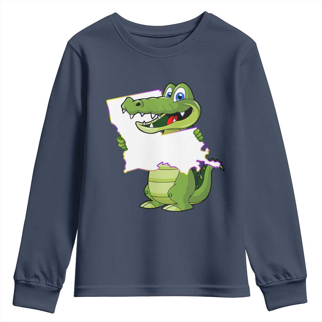 Cute Louisiana Aligator Youth Sweatshirt TS09 Navy Print Your Wear