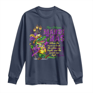 New Orleans Louisiana Mardi Gras Long Sleeve Shirt Where The Music Is Loud The Colors Are Bright And The Spirits Are High TS09 Navy Print Your Wear