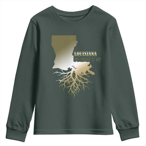Louisiana Roots Pride Youth Sweatshirt TS09 Dark Forest Green Print Your Wear