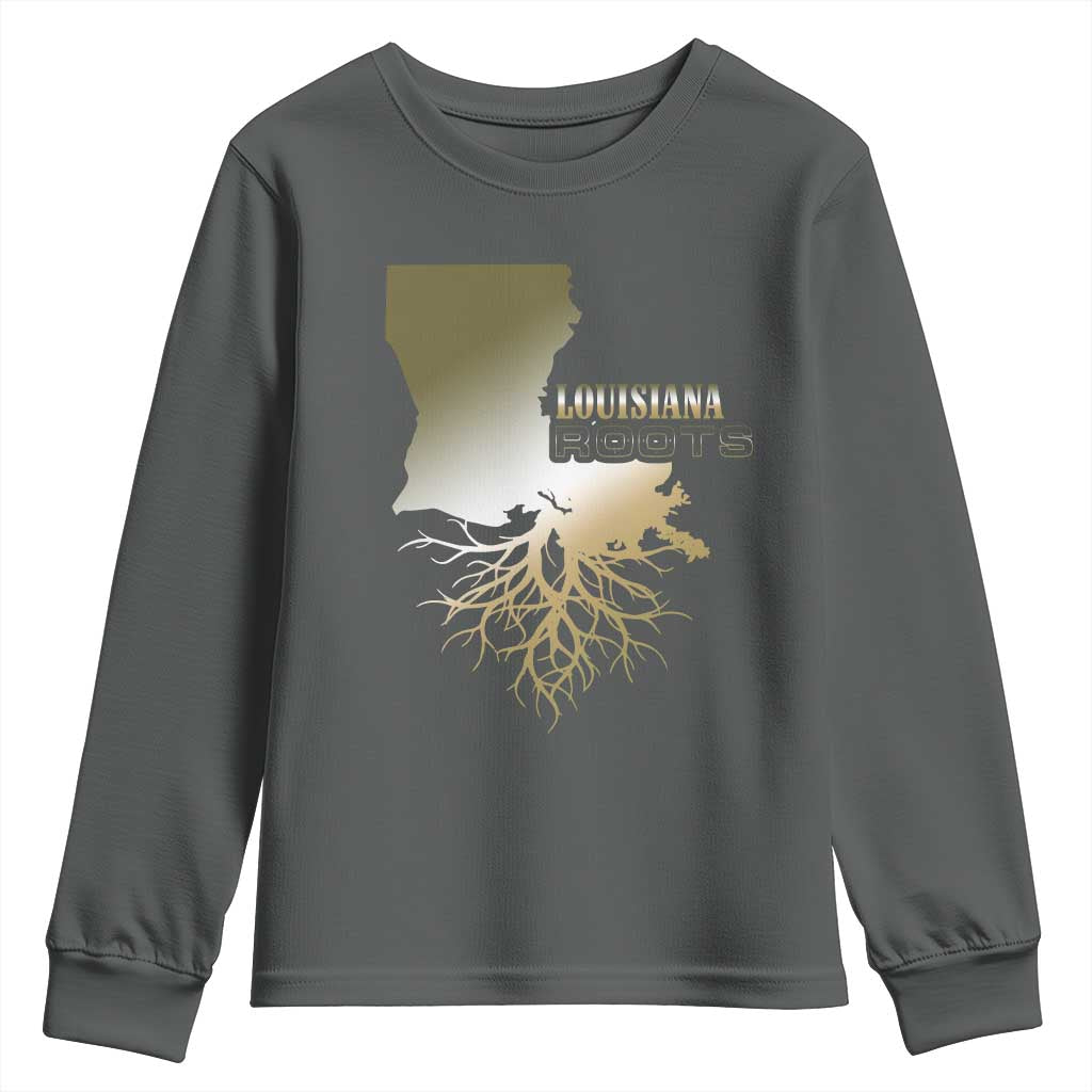 Louisiana Roots Pride Youth Sweatshirt TS09 Dark Heather Print Your Wear