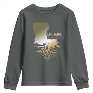 Louisiana Roots Pride Youth Sweatshirt TS09 Dark Heather Print Your Wear
