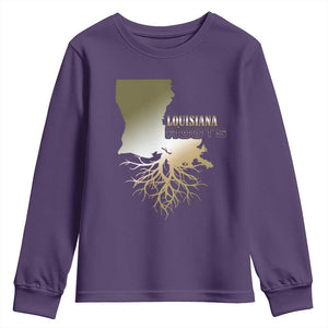 Louisiana Roots Pride Youth Sweatshirt TS09 Purple Print Your Wear