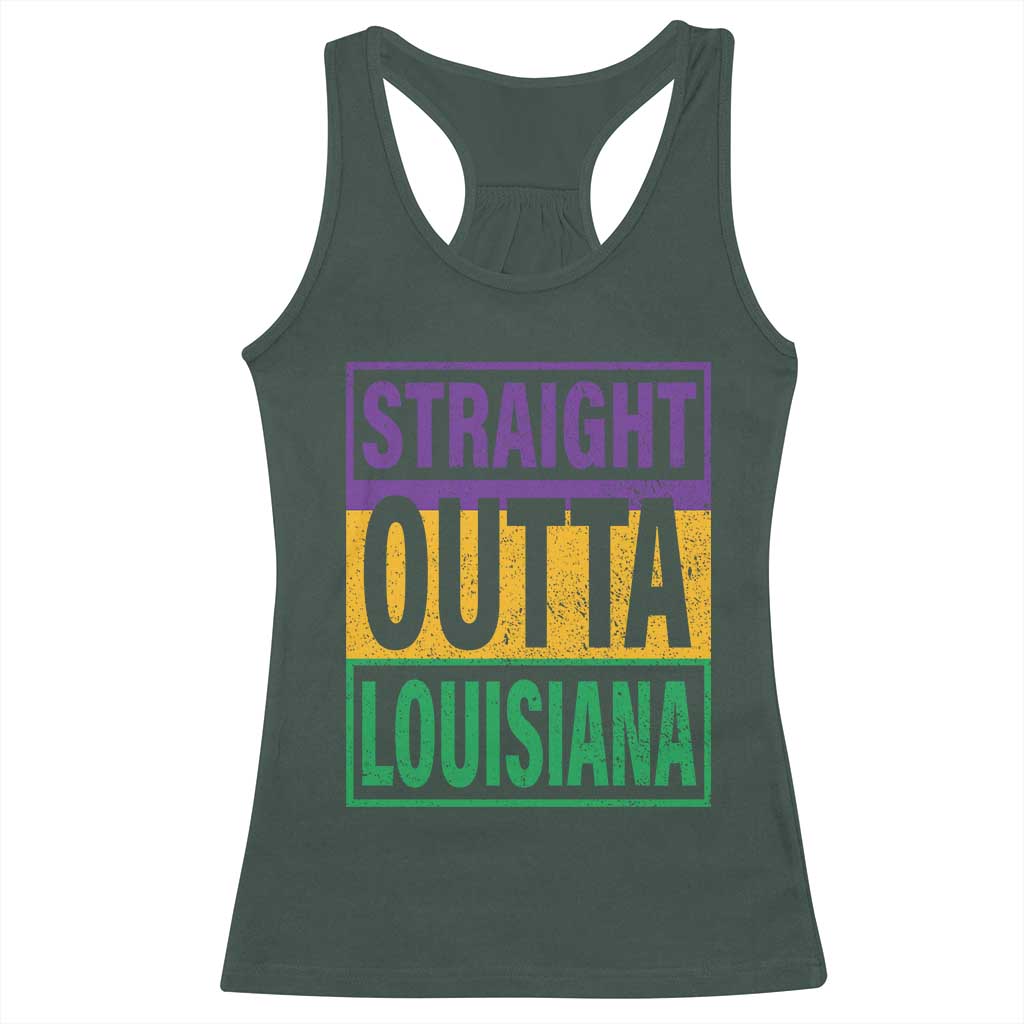 Straight Outta Louisiana Racerback Tank Top TS09 Dark Forest Green Print Your Wear