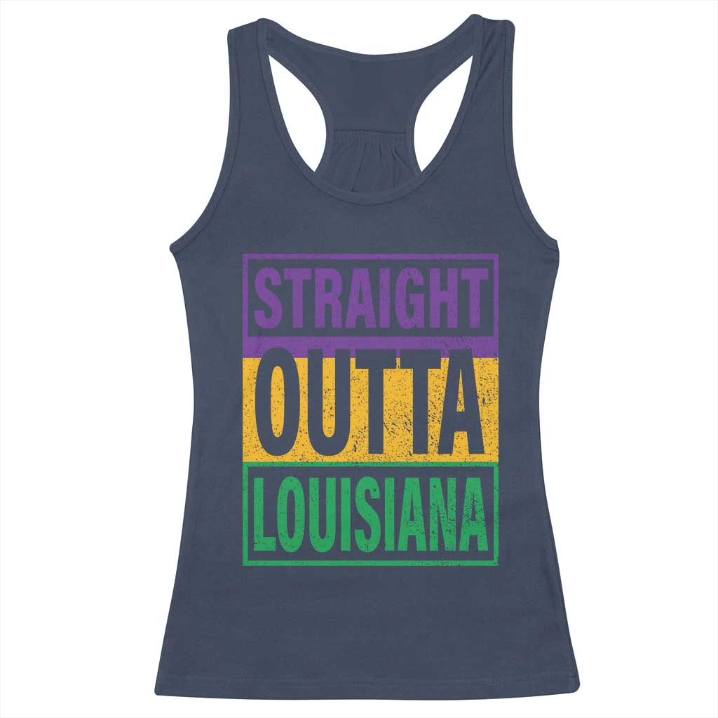 Straight Outta Louisiana Racerback Tank Top TS09 Navy Print Your Wear
