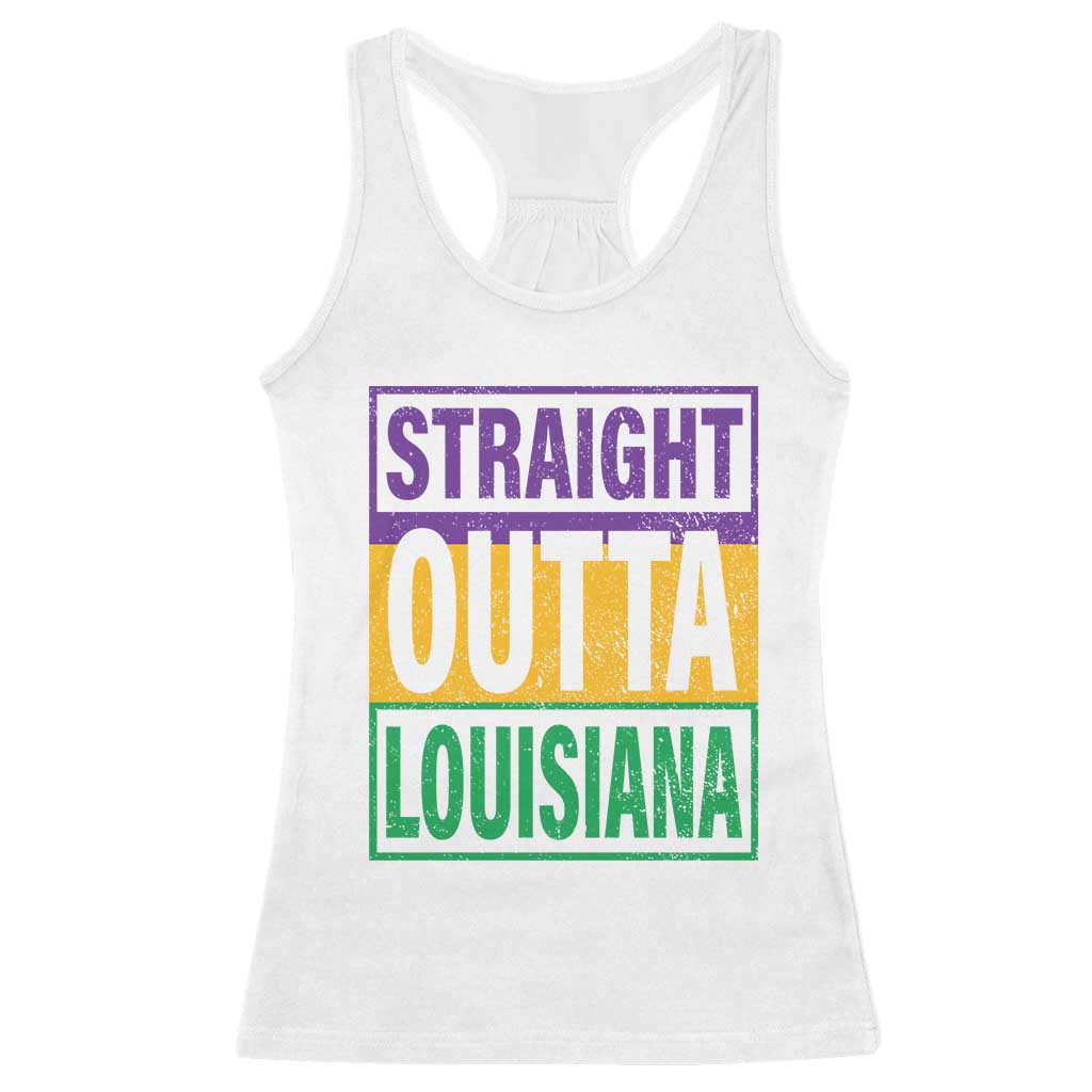 Straight Outta Louisiana Racerback Tank Top TS09 White Print Your Wear