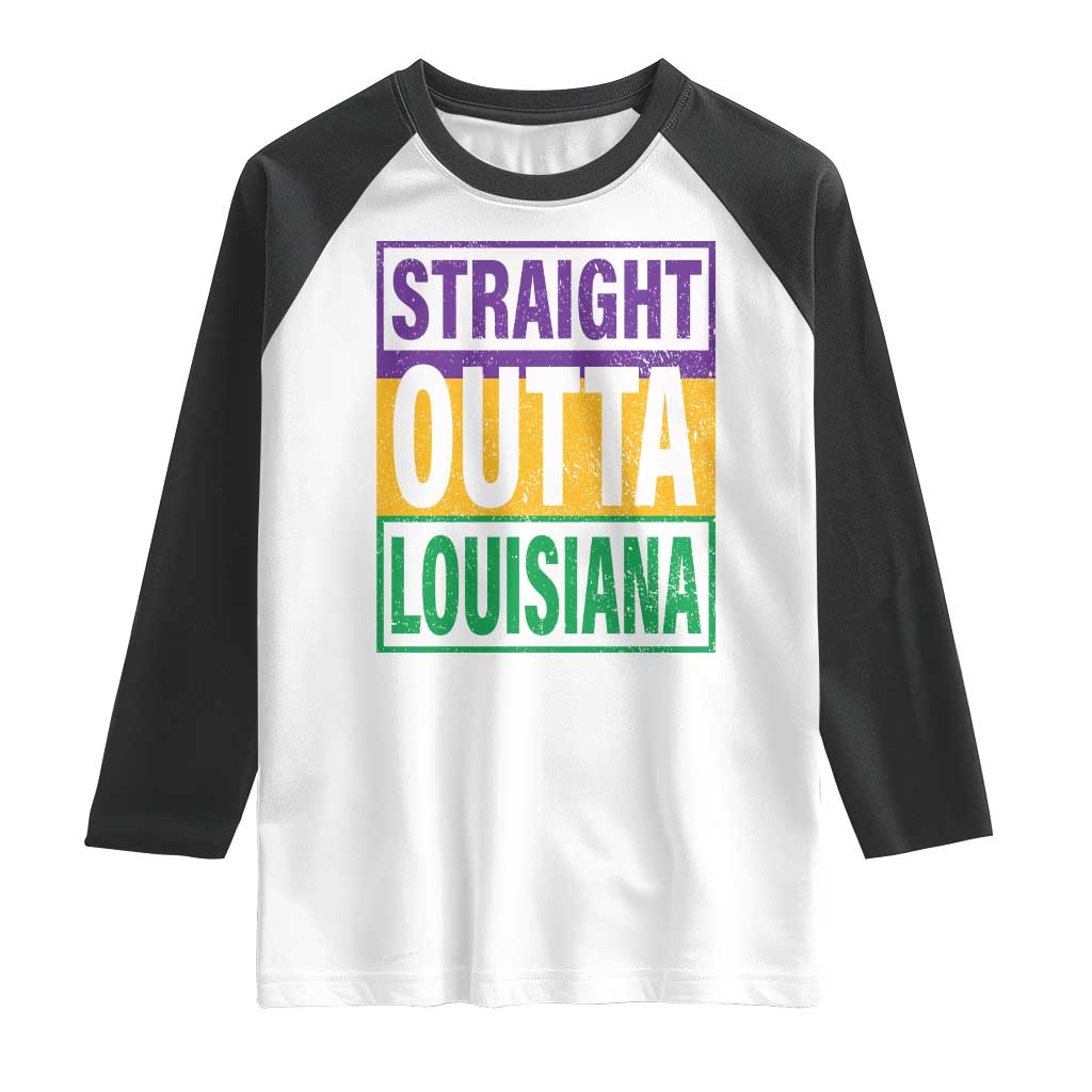 Straight Outta Louisiana Raglan Shirt TS09 White Black Print Your Wear