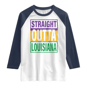 Straight Outta Louisiana Raglan Shirt TS09 White Navy Print Your Wear