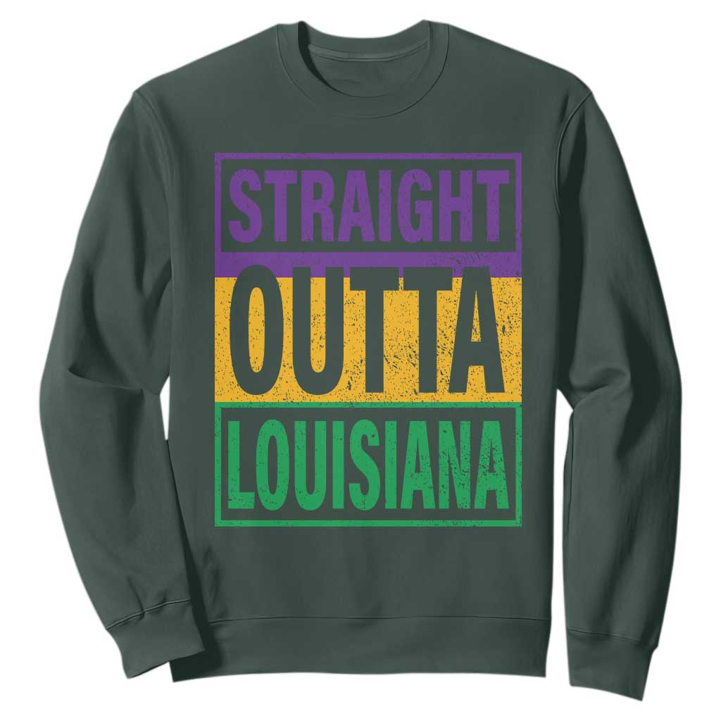 Straight Outta Louisiana Sweatshirt TS09 Dark Forest Green Print Your Wear