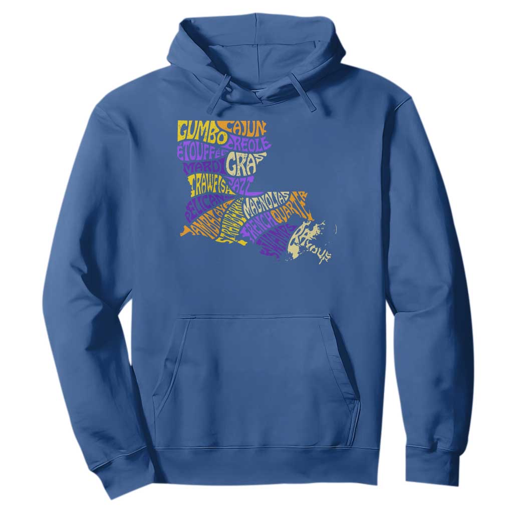 Louisiana Hoodie Creole Cajun Culture LA Map TS09 Royal Blue Print Your Wear
