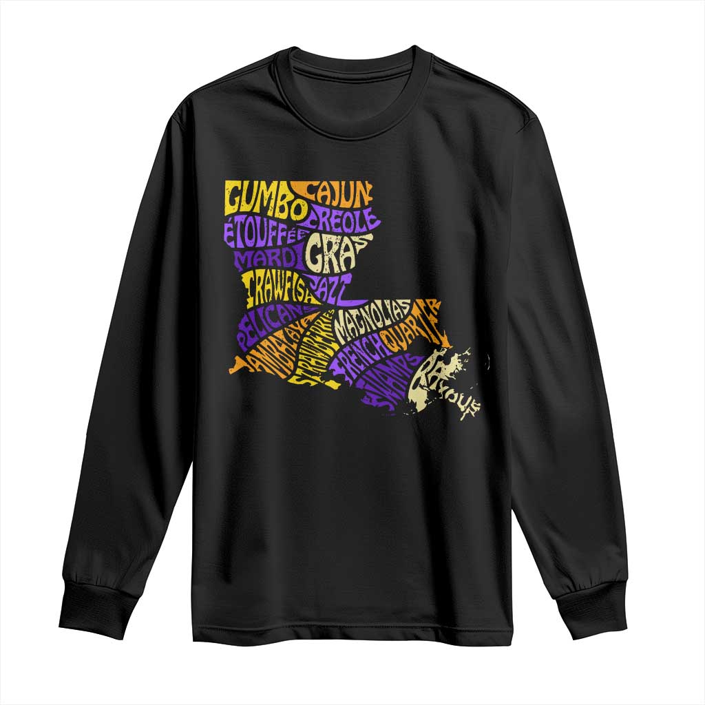 Louisiana Long Sleeve Shirt Creole Cajun Culture LA Map TS09 Black Print Your Wear