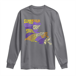 Louisiana Long Sleeve Shirt Creole Cajun Culture LA Map TS09 Charcoal Print Your Wear