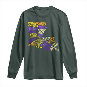 Louisiana Long Sleeve Shirt Creole Cajun Culture LA Map TS09 Dark Forest Green Print Your Wear