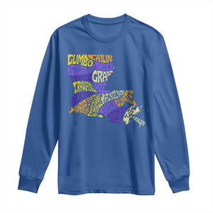 Louisiana Long Sleeve Shirt Creole Cajun Culture LA Map TS09 Royal Blue Print Your Wear