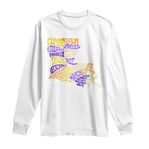 Louisiana Long Sleeve Shirt Creole Cajun Culture LA Map TS09 White Print Your Wear