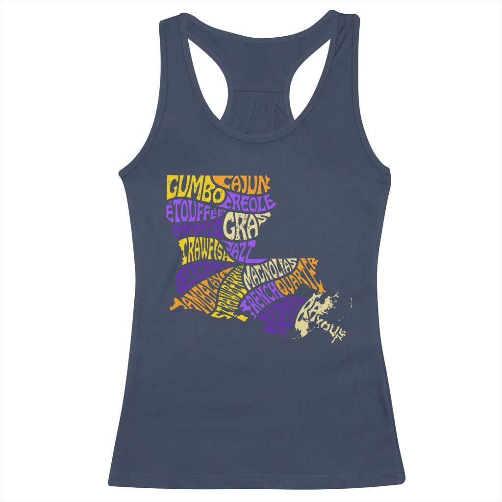 Louisiana Racerback Tank Top Creole Cajun Culture LA Map TS09 Navy Print Your Wear
