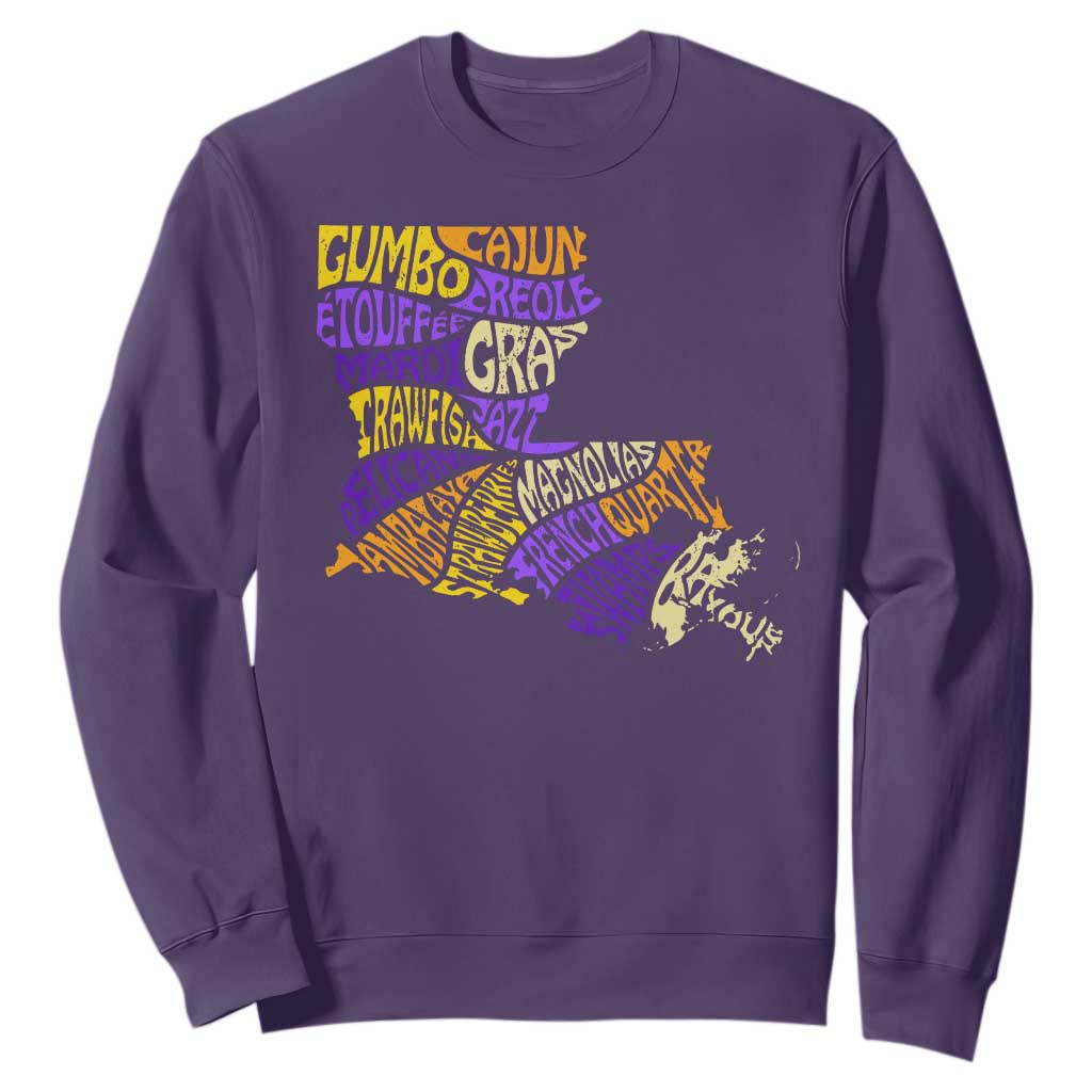 Louisiana Sweatshirt Creole Cajun Culture LA Map TS09 Purple Print Your Wear