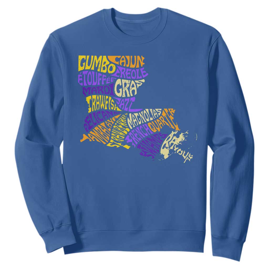 Louisiana Sweatshirt Creole Cajun Culture LA Map TS09 Royal Blue Print Your Wear