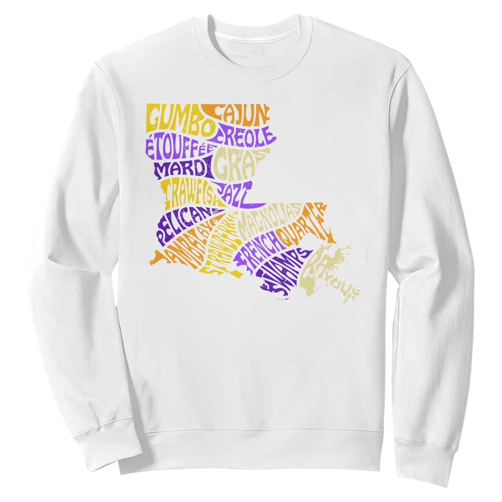 Louisiana Sweatshirt Creole Cajun Culture LA Map TS09 White Print Your Wear